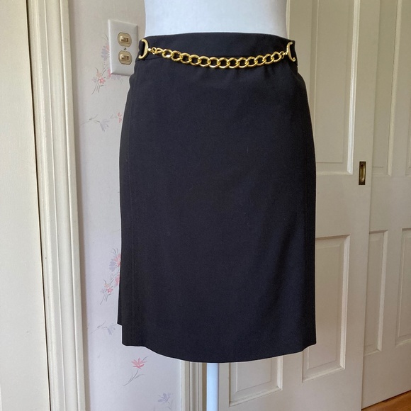 BLACK Mini Skirt with Gold Chain Accent - Picture 1 of 7